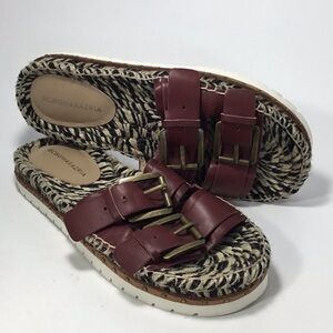 BCBGMAXAZRIA Vintage MA-QUINCE Cranberry Zebra Print Sandals Size 6.5